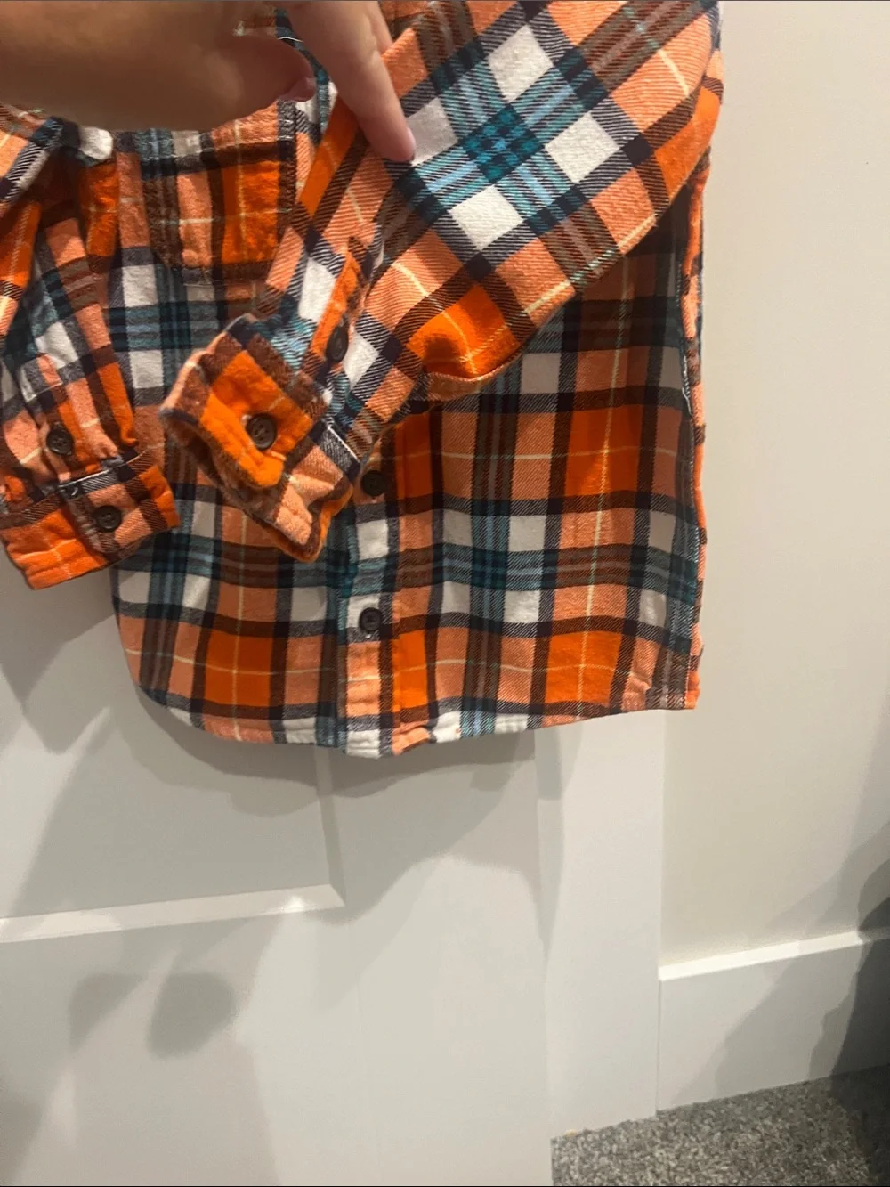 OshKosh B'gosh Orange Plaid Button-Down Shirt with Teal Accents